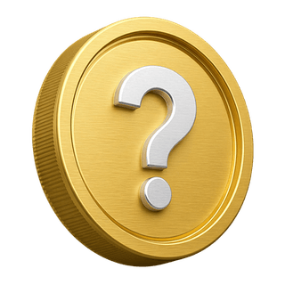 Moneda dorada 3D decorativa con un signo de interrogación en la sección de preguntas frecuentes